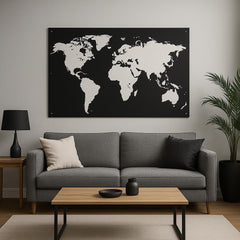 World | Minimalist Dünya Haritası Metal Duvar Tablosu
