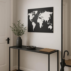 World | Minimalist Dünya Haritası Metal Duvar Tablosu
